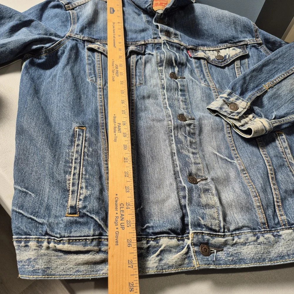 Levis Denim‎ Trucker Jacket Mens XL Bleach Faded Acid Wash Jean 100% Cotton